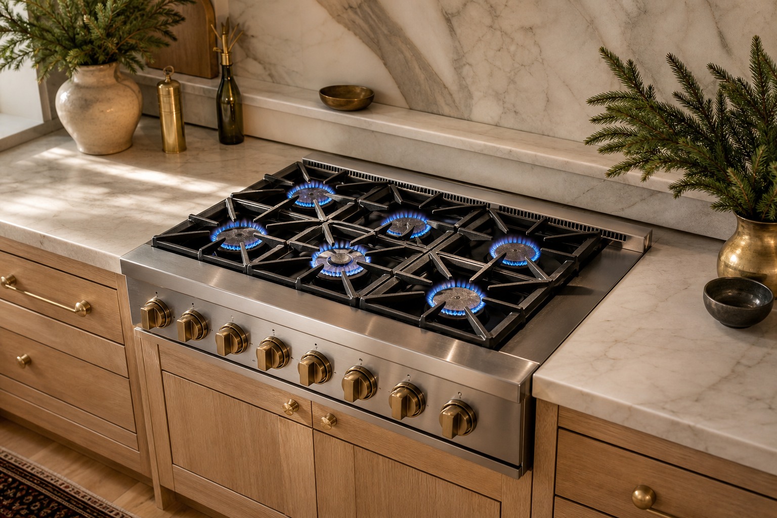 Thermador built-in refrigeration and range in a Walnut Creek estate kitchen