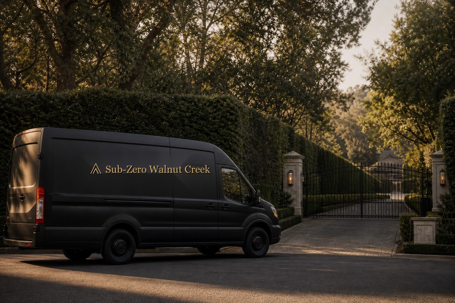Sub-Zero Walnut Creek service van parked in the driveway of a Diablo Valley estate